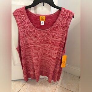 NWT Ruby Rd. Women's Embroidered Sleeveless Knit Top